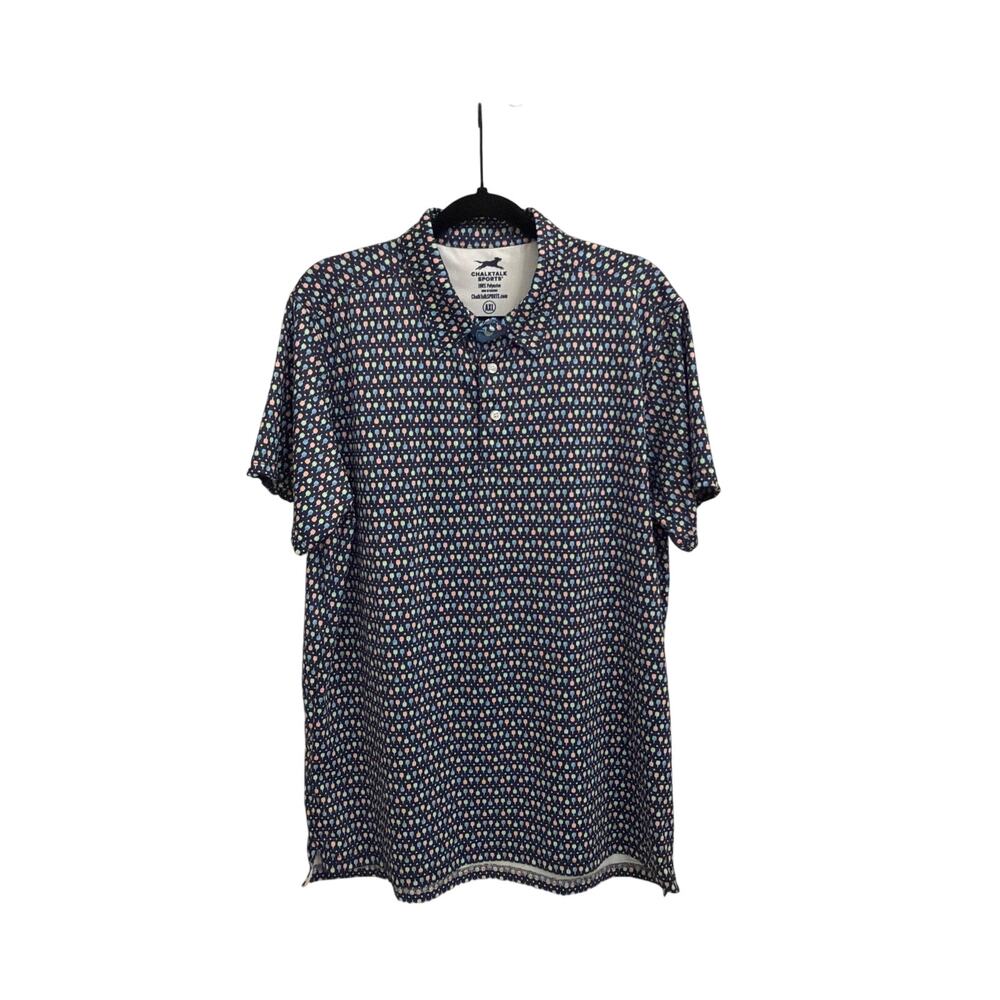 ChalkTalk SPORTS Performance Navy Blue Polo Pickleball Print Men's XL